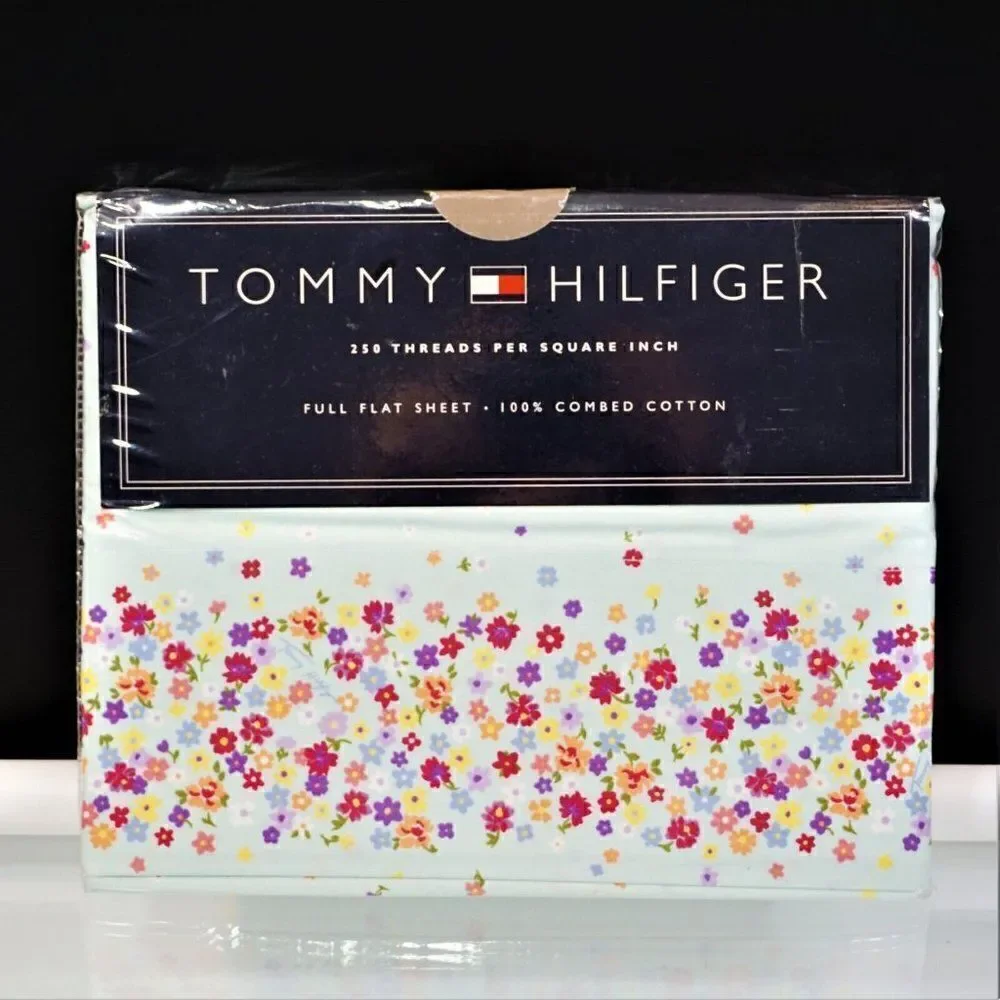 Vintage Tommy Hilfiger Full Flat Sheet Huckleberry Corner Floral Cottagecore NOS